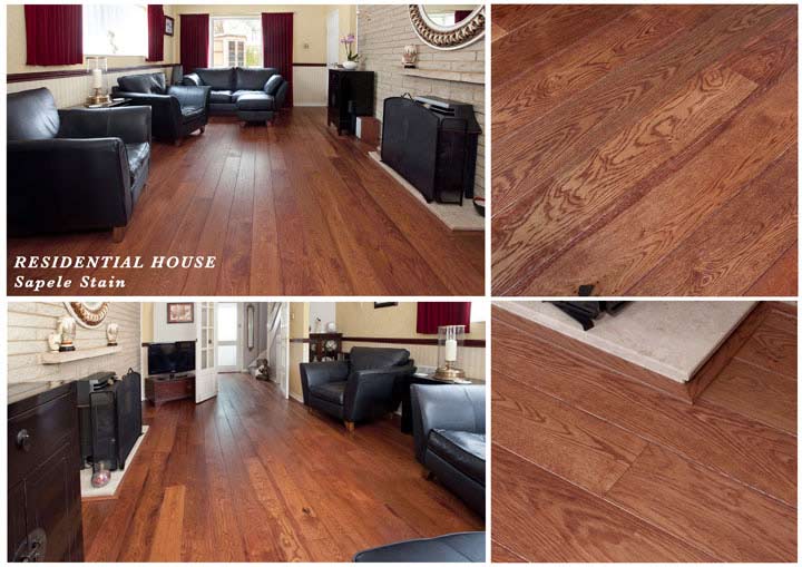 Solid wood floor with Sapele stain