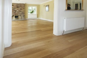 Oak floor, light wax finish